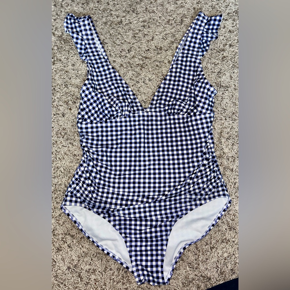 Women’s Kona Sol One Piece Swimsuit - Navy and White Checkered Size L